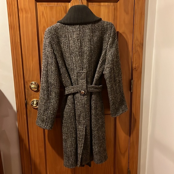 Calvin Klein wool tweed coat double breasted with belt Color: brown gray cream - Picture 5 of 10